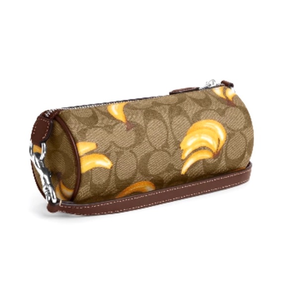 Coach Nolita Barrel Bag In Signature Canvas With Banana Print. #CR368. NWT